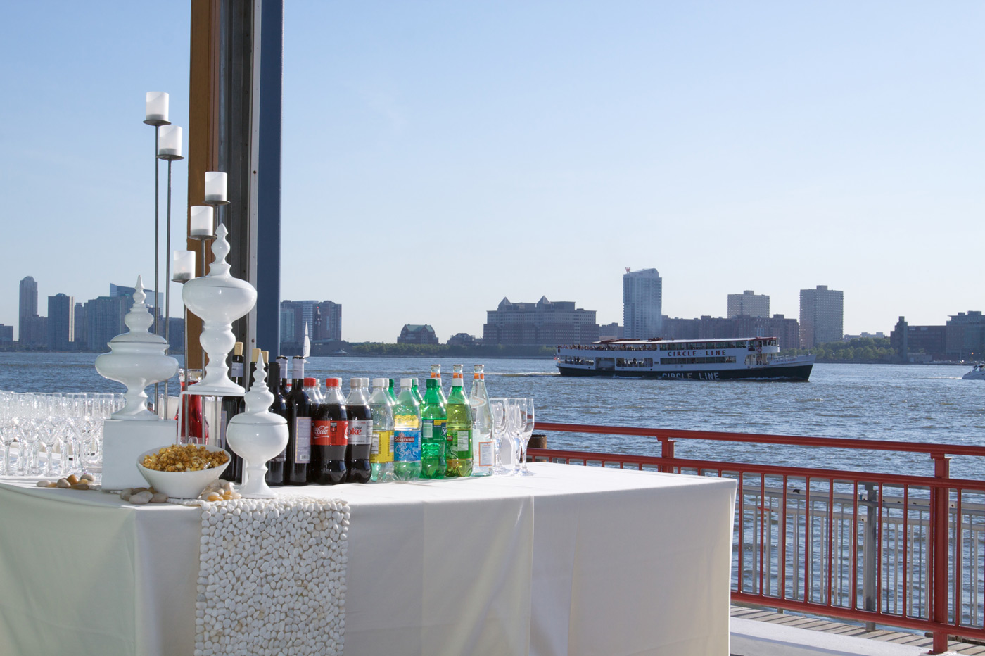 Bar set up by the hudson river