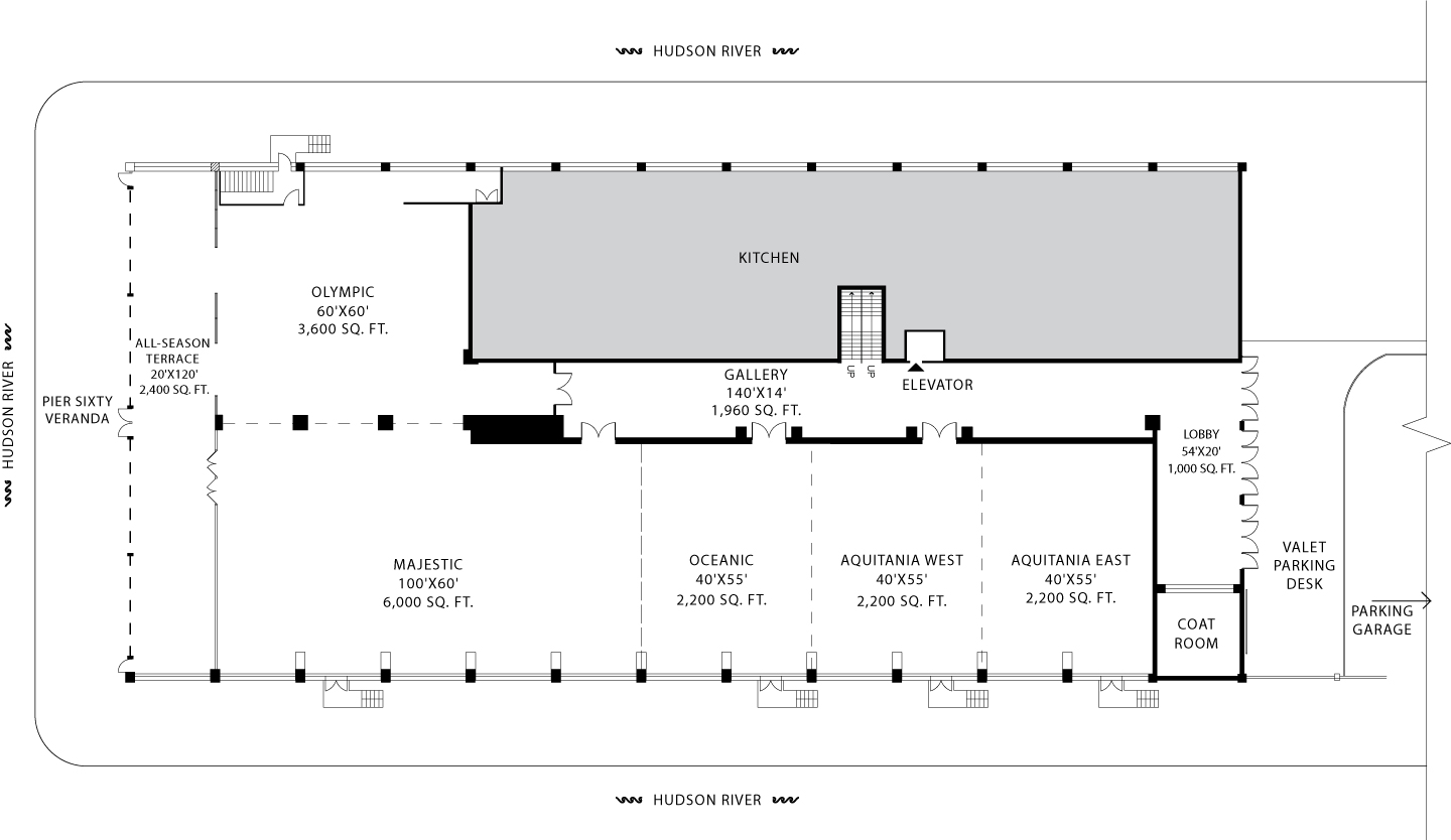 Architectural floor plan of Pier Sixty venue