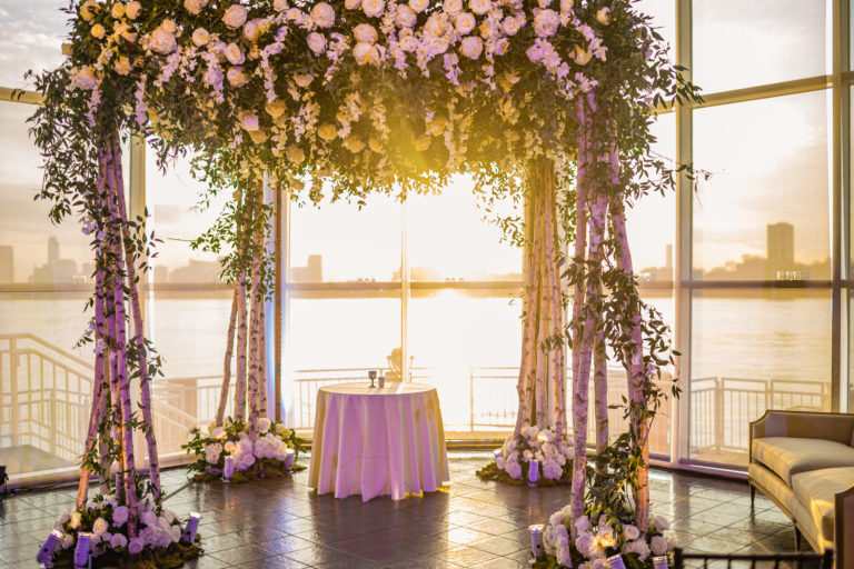 Chuppah and Sunset in the background