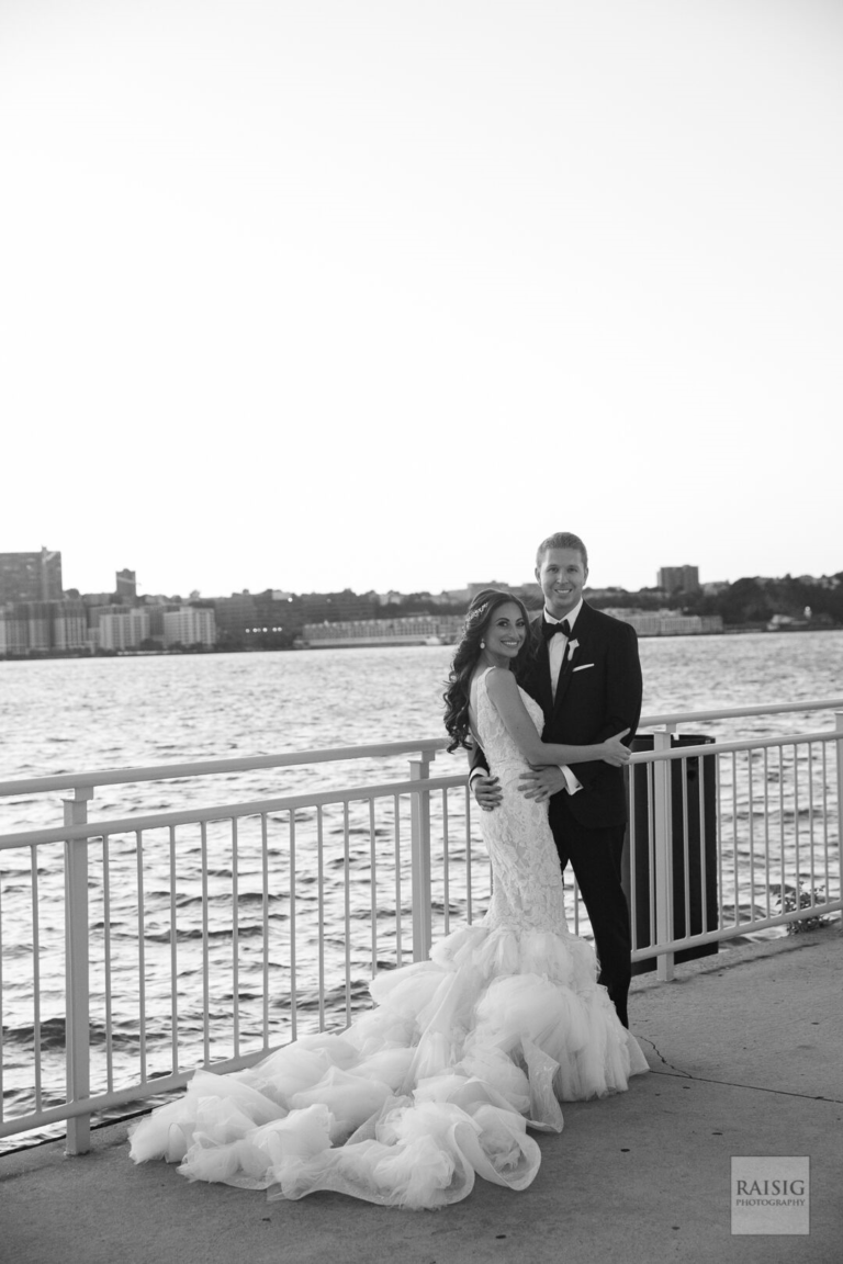 Bride and Groom in front of the Hudson River