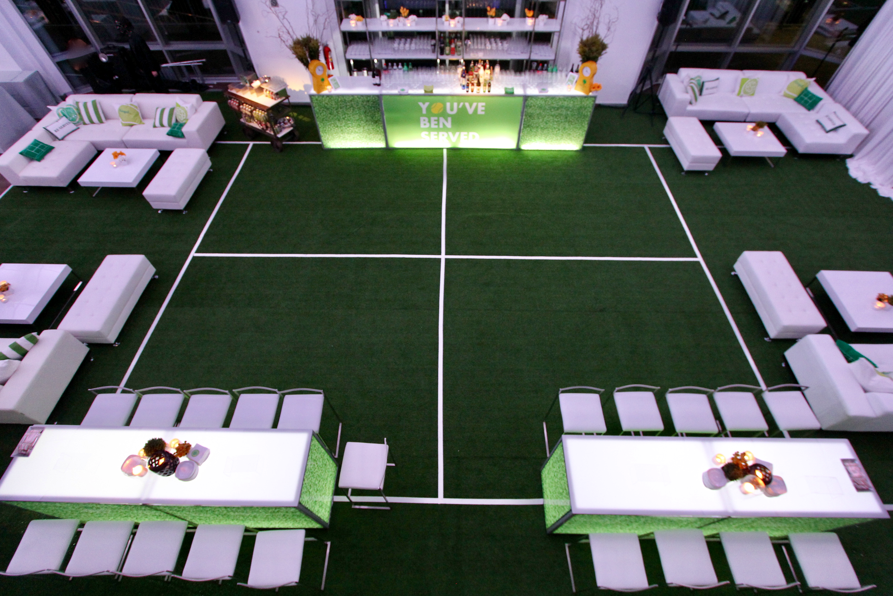 Current set for a Summer Event with White Lounge Furniture