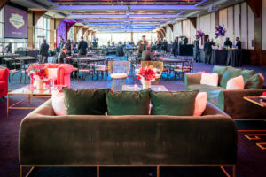 Pier Sixty set with cocktail tables and soft seating