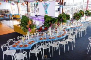 Beach Theme with long tables Bat Mitzvah at Pier Sixty, The Pier Sixty Collection