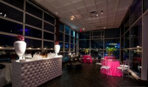 The all season terrace that connects to the outdoor veranda for a Bat Mitzvah at Pier Sixty, The Pier Sixty Collection